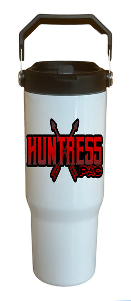 Huntress PAC 2023-24 30 oz. White Flip Top Tumbler with handle
