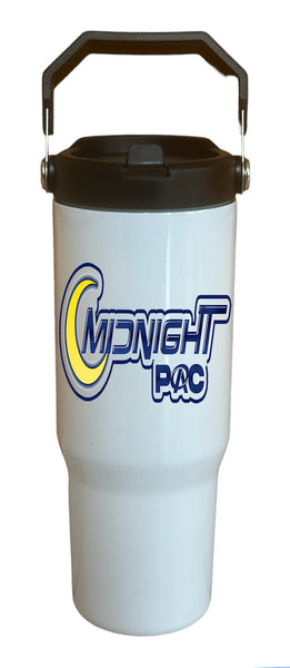 Midnight PAC 2023-24 30 oz. White Flip Top Tumbler with handle