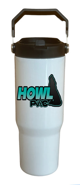 Howl PAC 2023-24 30 oz. White Flip Top Tumbler with handle