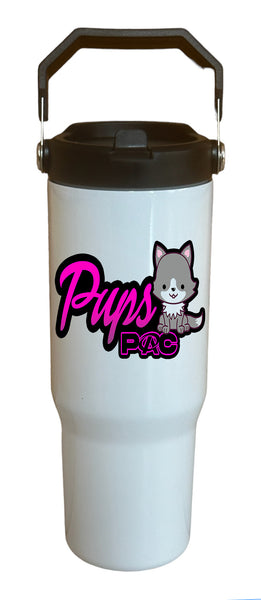 Pups PAC 2023-24 30 oz. White Flip Top Tumbler with handle