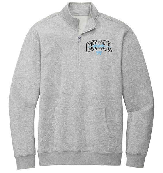 Light Heather Gray  1/4 Zip Pullover with Cheer mom Print