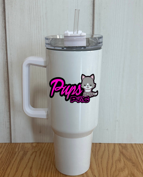 Pups  PAC 2023-24 40 oz. White Tumbler with handle