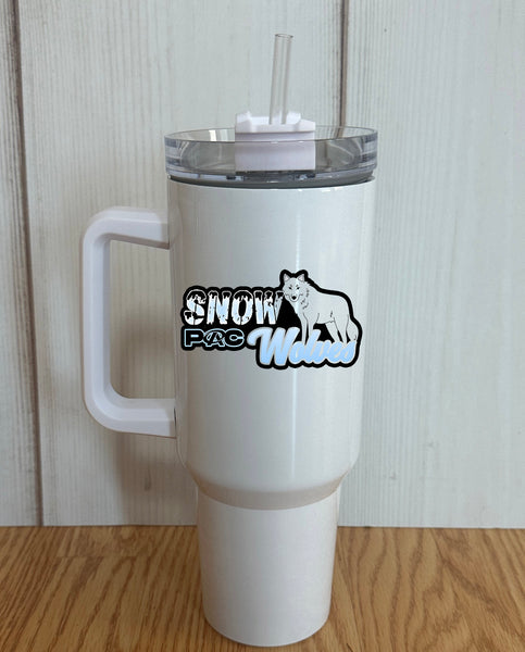Snow Wolves  PAC 2023-24 40 oz. White Tumbler with handle