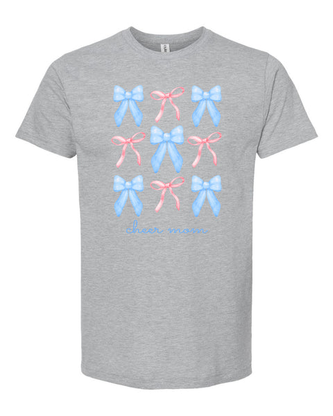 Multi Bow Cheer Mom Heather Gray T-Shirt