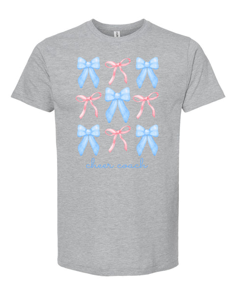 Multi Bow Cheer Coach Heather Gray T-Shirt