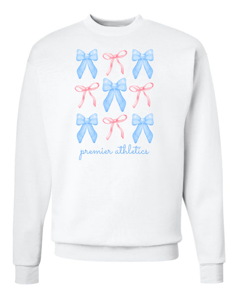 Multi Bow Premier Athletics White Crewneck Sweatshirt