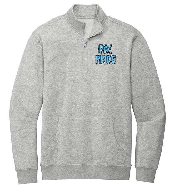Light Heather Gray  1/4 Zip Pullover with Blue PAC Pride Print
