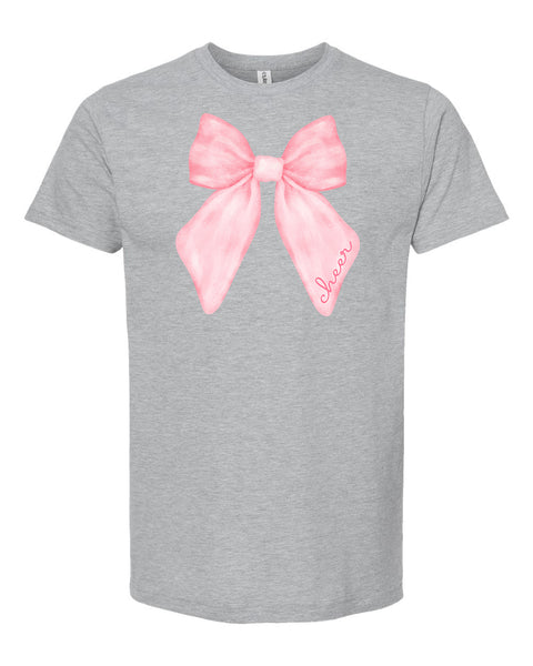 Pink Bow Cheer Heather Gray T-Shirt