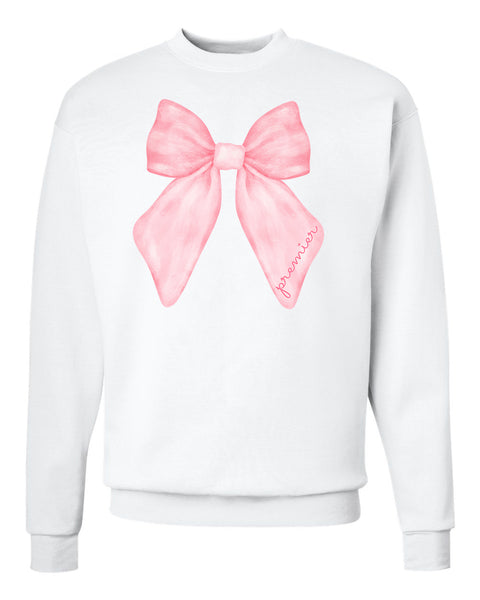 Pink Bow Premier White Crewneck Sweatshirt