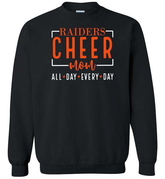 Raiders Cheer Mom All Day Black Crewneck Sweatshirt