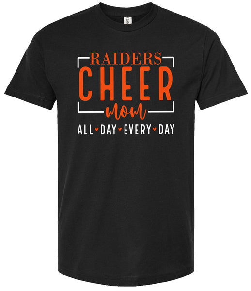 Raiders Cheer Mom All Day Black Short Sleeve