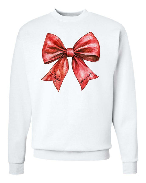 Stryke Premier Red Bow White Crewneck