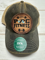 PAC fitness on a round patch on a charcoal legacy hat