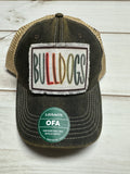Bulldogs multi colored frayed patch on a charcoal legacy hat