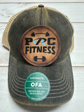 PAC fitness on a round patch on a charcoal legacy hat