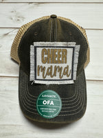 Cheer Mama frayed patch on a charcoal legacy hat