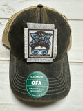 Messy Bun PA logo frayed patch on a charcoal legacy hat