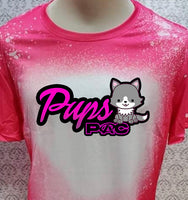 Pups 2023-24 PAC logo Pink bleached  designed T-shirt