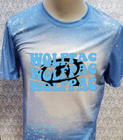 Wolf PAC wave design with Premier Athletics logo  Carolina Blue  bleached  designed T-shirt