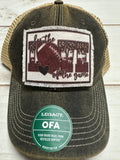 For the love of the game football frayed patch on a charcoal legacy hat
