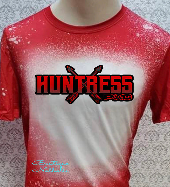 Huntress PAC logo Red  bleached  designed T-shirt