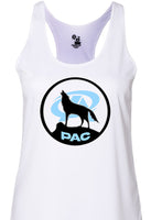 Wolf Howling at the moon  PAC Round logo racer back tank top