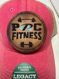 PAC Fitness round patch on a pink  legacy hat