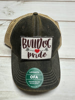 Bulldog pride with heart  patch on a charcoal legacy hat