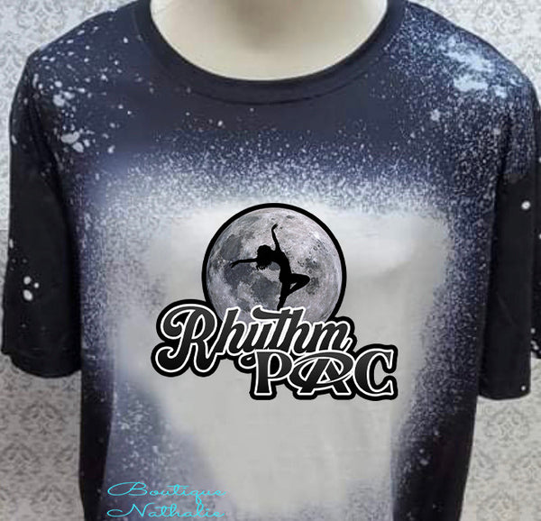 Rythm 2023-24 PAC logo Black  bleached  designed T-shirt