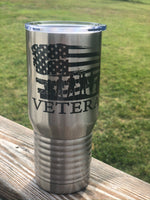 Veteran statue and American Flag designed 20oz. Stainless SteelTumbler