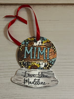 Mimi Designed Personalized globe look metal ornament