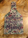 Our Heart Belongs to .... Customized Cheese board shaped glass cutting board with a beautiful flower background