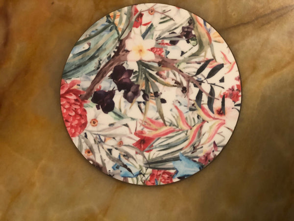 Floral Hardboard round personalized Coaster