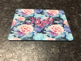 Beautiful Medium 8x10 rectangular cutting board with a beautiful flower background and a name of your choice.