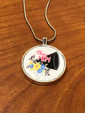 Cheer Mom flower megaphone designed round-necklace silver necklace