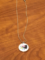 Cheer Mom flower megaphone designed round-necklace silver necklace