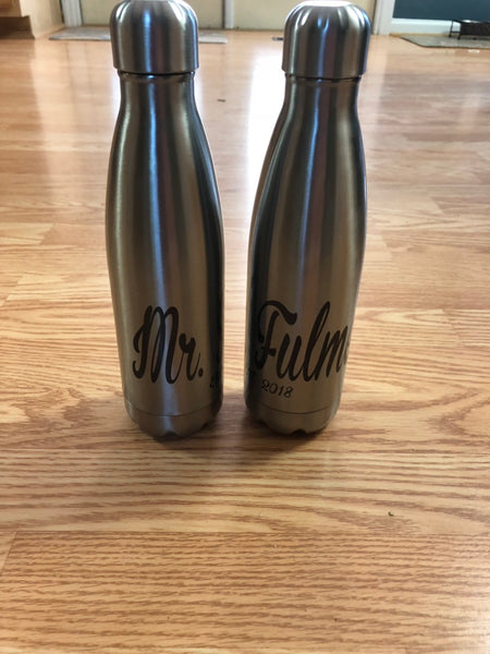 Mr. and Mrs.  steel water bottles (Set of 2)