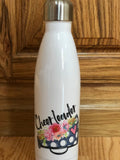Flower megaphone cheerleader designed White Steel insulated water bottle