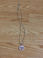 Thrive rose fold designed round-necklace silver necklace and silver pendant.
