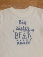 Big Sister Bear tribe Personalized Short Sleeve T-Shirt in blue vinyl