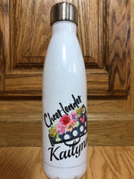 Personalized Flower megaphone cheerleader designed White Steel insulated water bottle