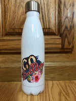 Go Bulldog floral design soda water bottle