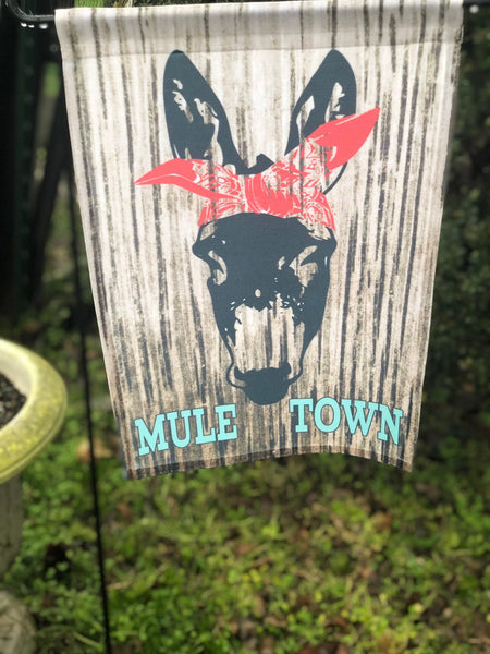 Mule Town Red Bandana Mule Design Garden Flag