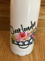 Flower megaphone cheerleader designed White Steel insulated water bottle