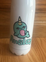 Personalized Narwhal design soda like design water bottle
