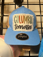 Columbia  Tennessee  designed patch / beige and  baby blue ponytail hat