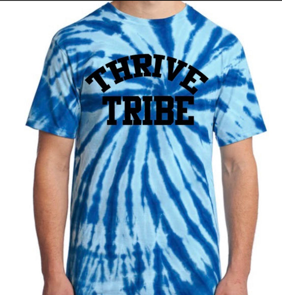 Thrive Tribe Blue and white Tie Dye  designed T-shirt
