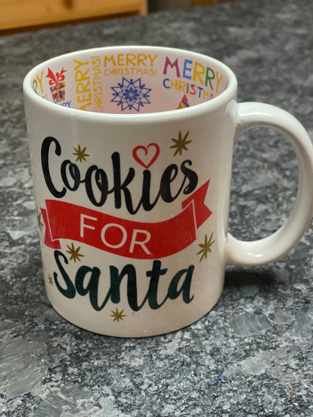 Cookies for Santa designed 12oz. Mug with Christmas design inside