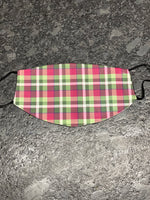 Red, Green  and multi colored small checkered design Face Cover