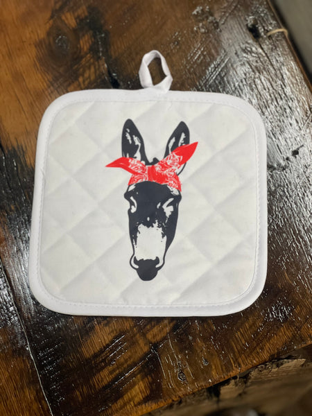 Red Bandana Mule designed Pot Holder